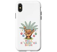 Mele KalikiShaka Sign Tropical Christmas Hawaiian Xmas Palm Carcasa para iPhone X/XS