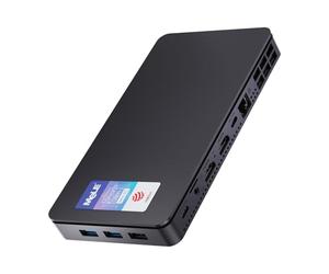 MeLE Overclock X2 Mini PC N150 con 16GB RAM, 512GB Almacenamiento, Gráficos UHD, salida 4K dual HDMI y USB-C, PC de escritorio ultra compacto y delgado, LAN Gigabit, soporte VESA, encendido automático