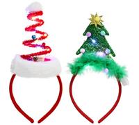 Meleager Pack de 2 diademas navideñas con LED, diademas navideñas iluminadas, accesorios para el pelo navideños para niños y adultos, diademas para accesorios de fiestas navideñas