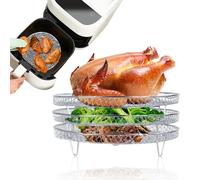 Melearch Estante para freidora de Aire de 7,8 Pulgadas, Estante deshidratador apilable de Acero Inoxidable, Accesorios Redondos para Asar y cocinar, Paquete de 3, Apto para Horno y lavavajillas