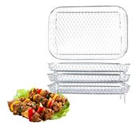 Melearch Estante para freidora de Aire, Estante deshidratador apilable de Acero Inoxidable, Accesorios rectangulares para freidora de Aire para Asar cocinar, Paquete de 3, Apto para Horno y