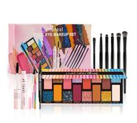 Melearch Kit de maquillaje todo en uno para niñas, incluye juego de brochas, paleta de sombras de ojos, lápiz de cejas, rímel, delineador de ojos