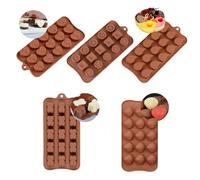 Melearch Molde Chocolate, 5 Chocolate Profundos de Silicona, Bandejas para Cubitos de Hielo, Moldes para Hornear Dulces, Gelatinas, Gomitas, Pralinés, Turron, Bombones