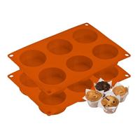 Melearch moldes reposteria, 2PCS molde silicona bizcocho para 6 Magdalenas, Bandejas para Hornear Muffin antiadherente, para donuts, Cupcake, Brownie, sin BPA y apto para lavavajillas