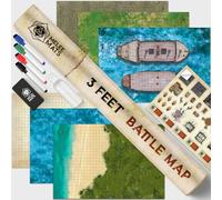 Melee Mats DND Map Starter Kit para juego de Dungeons & Dragons - 24 x 36 pulgadas, paquete de 3 unidades de doble cara, rejilla de terreno de batalla de borrado húmedo/seco - La mejor experiencia de