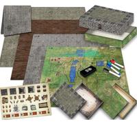 Melee Mats Juego de inicio de mapa DND - 22" x 26" Doble cara, terreno de batalla borrable en húmedo y seco para Calabozos y Dragones - Kit de juego de mesa con accesorios