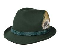 Melegari Sombrero Trilby Tirolés Brixen | Cordón Tirolés Tradicional y Plumas | Sombrero Popular de Montaña | Sombrero Alpino | Hombre Mujer | Verano/Invierno, Verde, 55