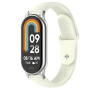 MELEJIA Correa Compatible con Xiaomi Mi Band 10/Mi Band 9/8, Silicona Pulseras de Repuesto, Correas de Silicona Impermeables y Transpirables para Mi Band 9/8 Correa, Ajustable Correas-Blanco Roto