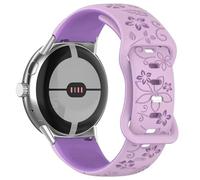 MELEJIA Correa con Grabado de Floral Compatible con Google Pixel Watch 4 45mm/Pixel Watch 3 45mm, Silicona Pulseras de Repuesto, Correa Floral de Silicona en Dos Tonos-Morado + Morado Claro