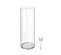 MELEJIA Jarrón de Acrílico, Jarrones Transparente Redondo - 10cm de Diámetro x 40cm de Altura, Vaso Decorativo Ligero y Resistente, Jarrón de Plástico Irrompible para Flores y Decoración del Hogar
