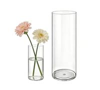 MELEJIA Set de 2 Jarrones de Acrílico, Jarrones Transparente Redondo, Vaso Decorativo Ligero y Resistente, Jarrón de Plástico Irrompible para Flores y Decoración del Hogar, (D10cmxH20cm & D15cmxH40cm)
