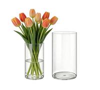 MELEJIA Set de 2 Jarrones de Acrílico, Jarrones Transparente Redondo, Vaso Decorativo Ligero y Resistente, Jarrón de Plástico Irrompible para Flores y Decoración del Hogar, (D12cmxH20cm & D15cmxH25cm)
