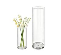 MELEJIA Set de 2 Jarrones de Acrílico, Jarrones Transparente Redondo, Vaso Decorativo Ligero y Resistente, Jarrón de Plástico Irrompible para Flores y Decoración del Hogar, (D10cmxH20cm & D12cmxH40cm)