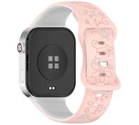 MELEJIA Silicona Correa con Grabado de Floral Compatible con Xiaomi Redmi Watch 6/Watch 5/Watch 4/Smart Band 10 Pro/9 Pro/Band 8 Pro, Repuesto Correa Floral de Silicona en Dos Tonos-Rosa + Blanco