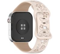 MELEJIA Silicona Correa con Grabado de Floral Compatible con Xiaomi Redmi Watch 6/Watch 5/Watch 4/Smart Band 10 Pro/9 Pro/8 Pro, Repuesto Correa Floral de Silicona en Dos Tonos-Albaricoque + Marrón