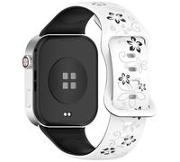 MELEJIA Silicona Correa con Grabado de Floral Compatible con Xiaomi Redmi Watch 6/Watch 5/Watch 4/Smart Band 10 Pro/9 Pro/Band 8 Pro, Repuesto Correa Floral de Silicona en Dos Tonos-Blanco + Negro