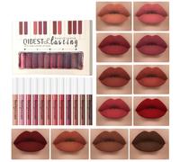 Melemando 12PCS Matte Liquid Lipstick Set Non-Stick Cup and Not Fade Pigmented Lipstick Long-Lasting Waterproof Velvet Lipgloss Kit Makeup f