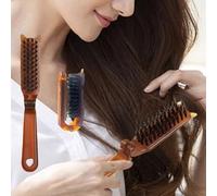 Melena de cerdo plegable, orejas pequeñas, peine plegable, almacenamiento compacto, pelo liso y rizado que se puede utilizar fácilmente