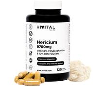 Melena de León 9750 mg. 120 cápsulas veganas para 4 meses. Extracto Natural de Hericium Erinaceus con 50% Polisacáridos y 10% Beta Glucanos. Lions Mane para el sistema digestivo e inmune Hivital