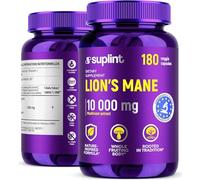 Melena de León Cápsulas 10.000 mg - Extracto Altamente Concentrado de Hericium Erinaceus 10:1 - Probado en Laboratorio con Certificación - Suplemento Lions Mane - 180 Cápsulas Veganas