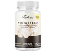 Melena de Leon Capsulas - Lions Mane Mushroom Suplemento Libre de Cafeína - 120 Cápsulas Nootropic Veganas de Bacopa Monnieri, Gotu Kola, Ginseng. Lions Mane Capsules