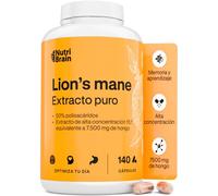 Melena de León Pura 7500mg Ultraconcentrada 50% Extracto 15:1, 140 Cápsulas | Nootrópico: Ayuda Memoria, Concentración y Salud Cerebral, Bienestar Emocional y Gastrointestinal, 100% Cuerpos Fructíferos