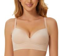 MELENECA Bralettes Push up para Mujer, Sujetador inalámbrico Acolchado sin Costuras con Soporte y elevación Beige ES:105A (EU 90A)
