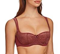 MELENECA Sujetador Balconet de Mujer con Tirantes Acolchados Encaje Sexy Aros Cabernet Red 90C