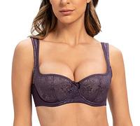 MELENECA Sujetador Balconet de Mujer con Tirantes Acolchados Encaje Sexy Aros Morado 90D