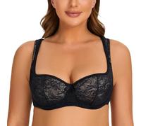 MELENECA Sujetador Balconet de Mujer con Tirantes Acolchados Encaje Sexy Aros Negro 105B