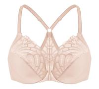 MELENECA Sujetador Cierre Delantero Encaje Racerback para Mujer Beige 100C