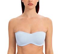 MELENECA - Sujetador con Aros sin Relleno Reductor sin Tirantes Bandeau para Mujer Azul Claro 85E