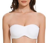 MELENECA - Sujetador con Aros sin Relleno Reductor sin Tirantes Bandeau para Mujer Blanco 105D