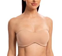 MELENECA - Sujetador con Aros sin Relleno Reductor sin Tirantes Bandeau para Mujer Capuchino 110E