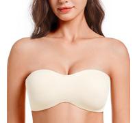 MELENECA - Sujetador con Aros sin Relleno Reductor sin Tirantes Bandeau para Mujer Dolar de Arena 80B