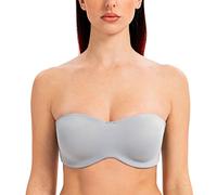 MELENECA - Sujetador con Aros sin Relleno Reductor sin Tirantes Bandeau para Mujer Gris 85D