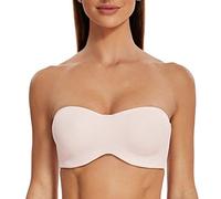 MELENECA - Sujetador con Aros sin Relleno Reductor sin Tirantes Bandeau para Mujer Rosa Claro 90E