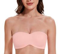 MELENECA - Sujetador con Aros sin Relleno Reductor sin Tirantes Bandeau para Mujer Rubor 115C