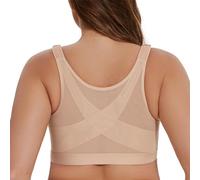 MELENECA Sujetador de Postura con Cierre Frontal para Mujer, sin Cables, poscirugía, Talla Grande Beige 85D