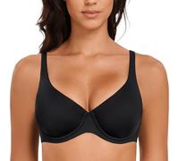 MELENECA Sujetador Reductor para Mujeres, Cuello V, con Armazón, Tallas Grandes, Sin Forro, Bajado Triangular y Estilo T-Shirt Negro 100D