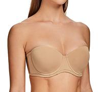 MELENECA - Sujetador sin Tirantes Tallas Grandes Push Up de Silicona para Mujer Almendra 100B