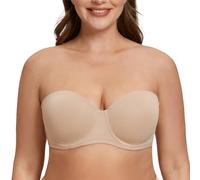 MELENECA - Sujetador sin Tirantes Tallas Grandes Push Up de Silicona para Mujer Beige 100E