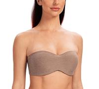 MELENECA Sujetador Talla Grande Sin Tirantes Minimizer sin Relleno con Aros Tirantes Transparente para Mujer Brezo Marrón 115C