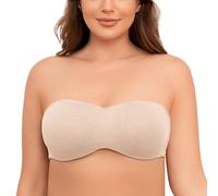 MELENECA Sujetador Talla Grande Sin Tirantes Minimizer sin Relleno con Aros Tirantes Transparente para Mujer Brezo Beige pálido 90B