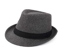 Melesh Fedora para Hombre, Gris Oscuro, 7-7 3/8