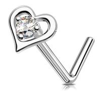 Melhting Titan Nariz Stud L-Form Schraube Herz Nase Ring 20G Nase Knochen CZ Nase Piercings Schmuck Nase Bar