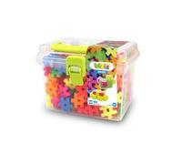 Meli Minis Neon Basic Travel Box Set - 250 bloques de construcción, juguetes creativos para niños a partir de 3 años, colores neón, escala 1:1, instrucciones de 37 x 23 cm, sin BPA, certificado CE