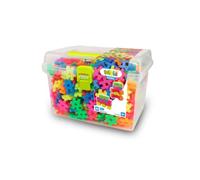 Meli Minis Neon Basic Travel Box Set - 500 bloques de construcción, juguetes creativos para niños a partir de 3 años, colores neón, escala 1:1, instrucciones de 37 x 23 cm, sin BPA, certificado CE