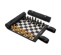 Melia Games Ajedrez para rodar - Ajedrez magnético de Viaje Hecho de Cuero auténtico con Piezas de ajedrez de Madera Hechas a Mano (Classic Brown)