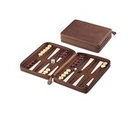 Melia Games Backgammon Deluxe - Backgammon de viaje de piel auténtica vintage con piedras de madera hechas a mano, color: Crazy Tobacco